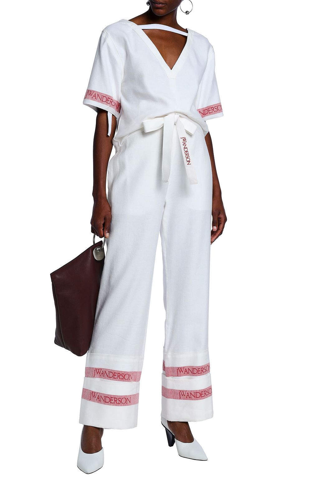 JW ANDERSON Paneled linen-jacquard top