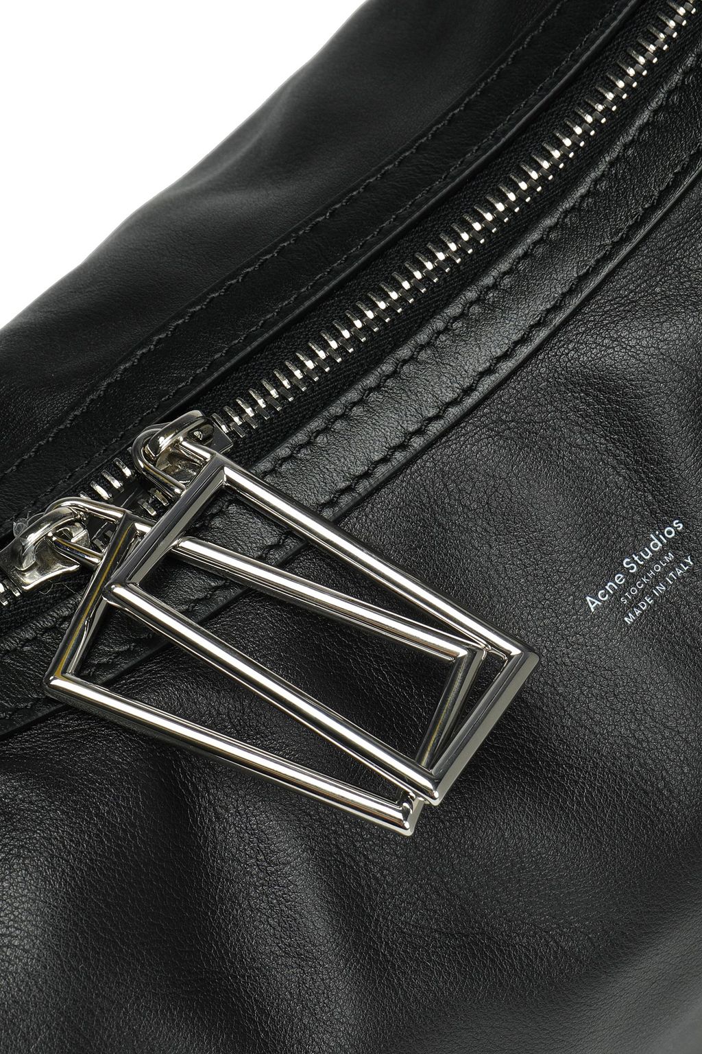 ACNE STUDIOS Shearling-trimmed leather shoulder bag