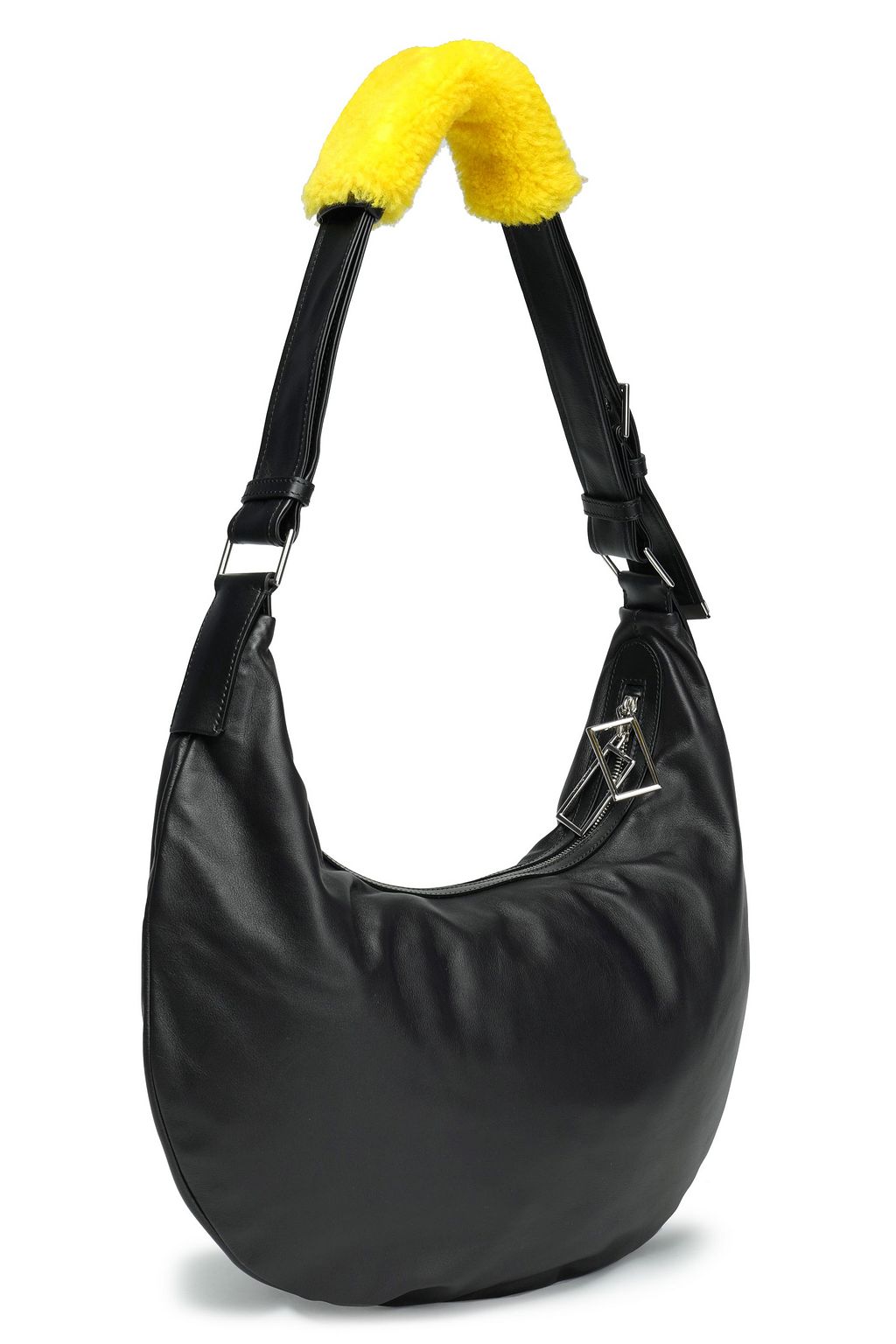 ACNE STUDIOS Shearling-trimmed leather shoulder bag