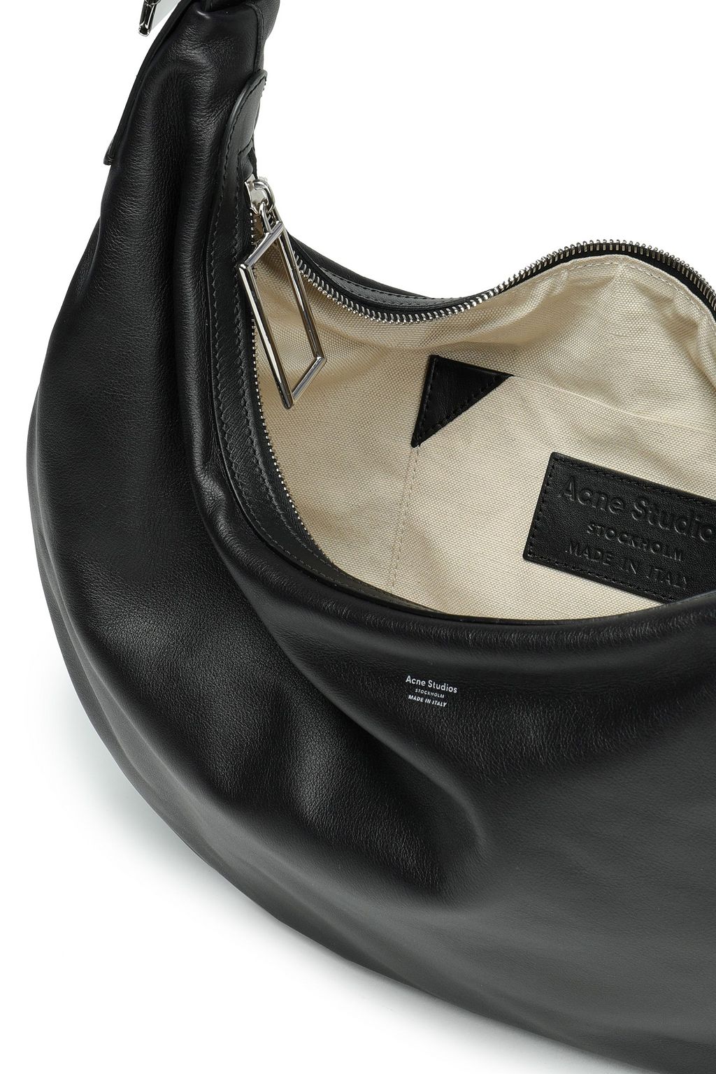 ACNE STUDIOS Shearling-trimmed leather shoulder bag