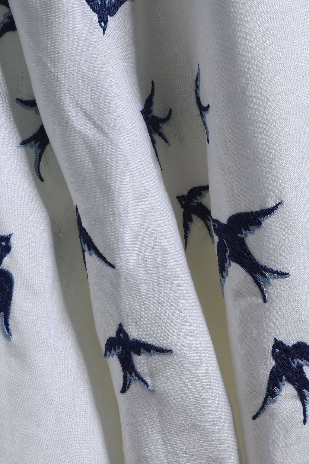JW ANDERSON Asymmetric embroidered linen and crepe midi skirt