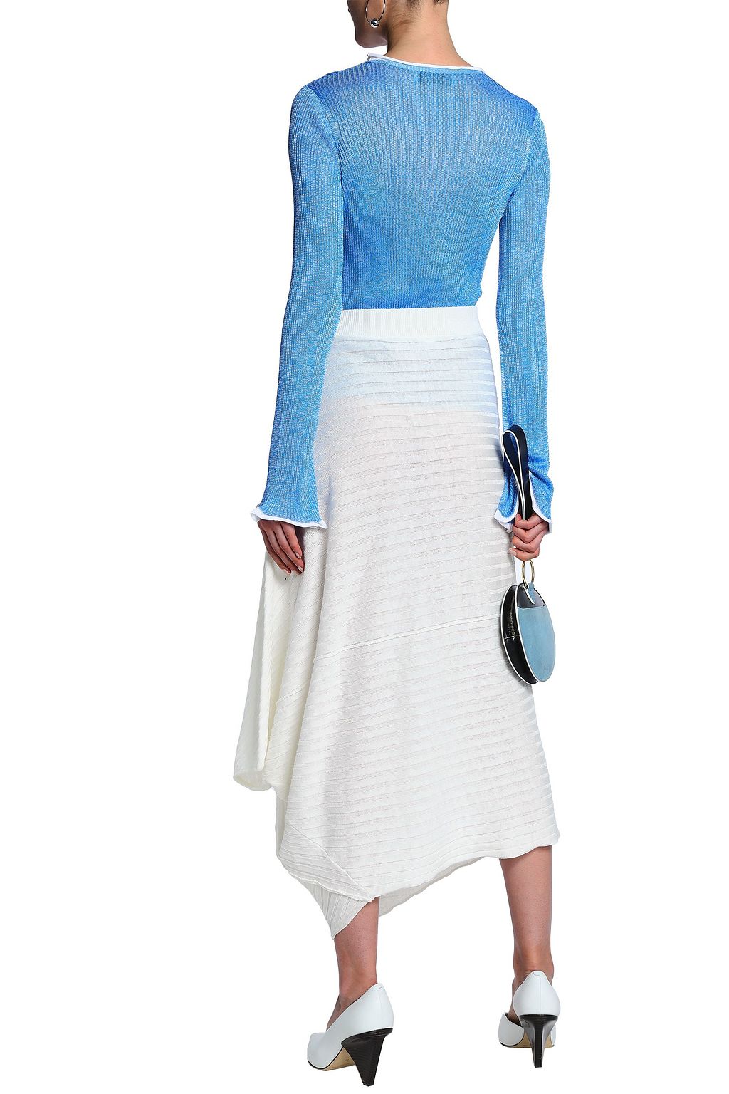 JW ANDERSON Draped ribbed linen midi skirt