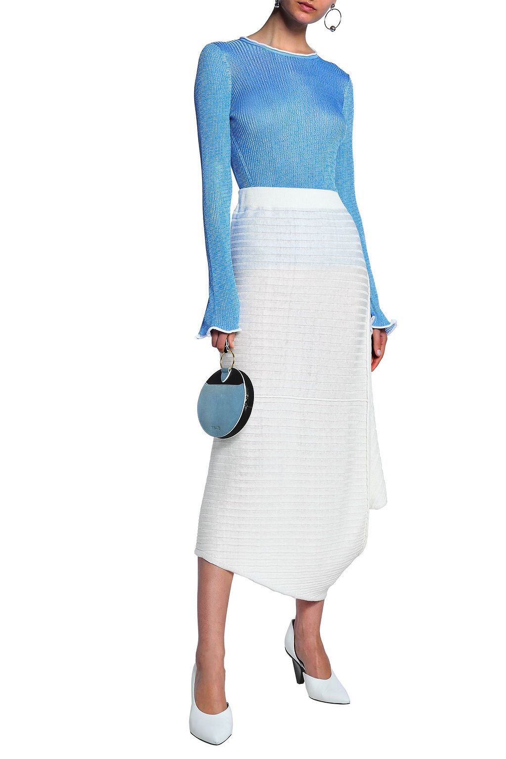 JW ANDERSON Draped ribbed linen midi skirt