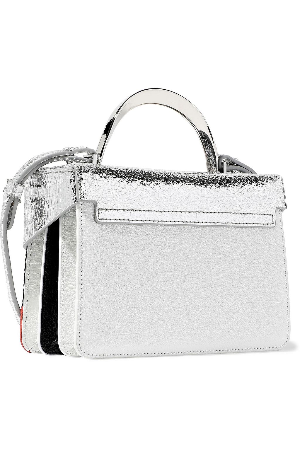 THE VOLON Data sequined and metallic textured-leather shoulder bag
