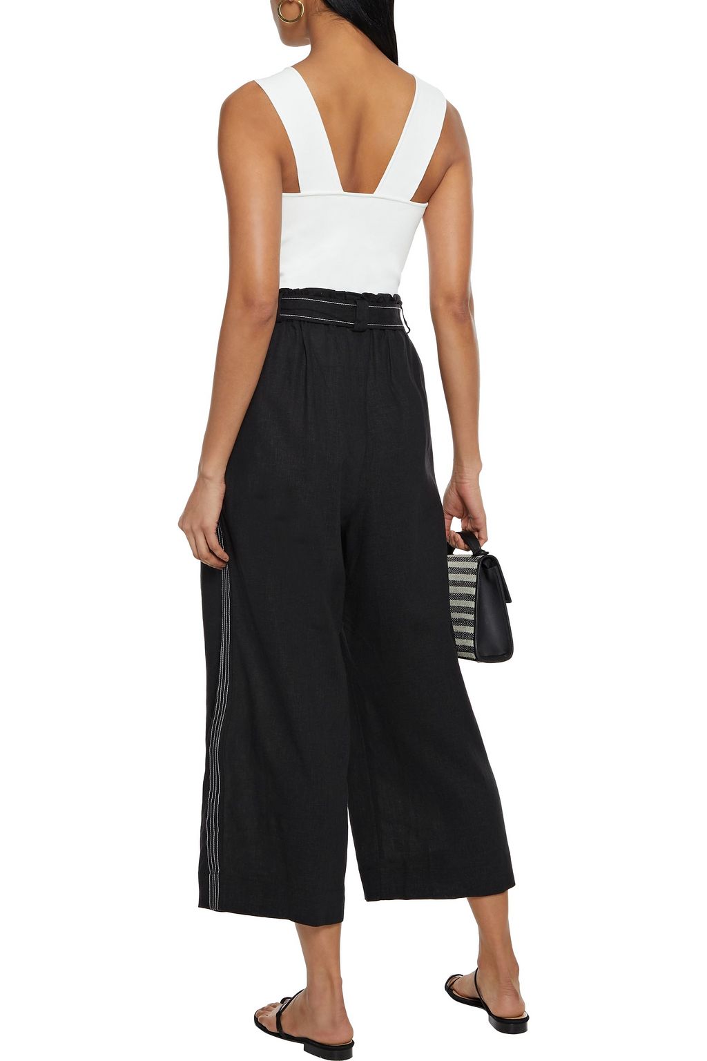 JETS AUSTRALIA BY JESSIKA ALLEN Cropped belted linen-blend wide-leg pants