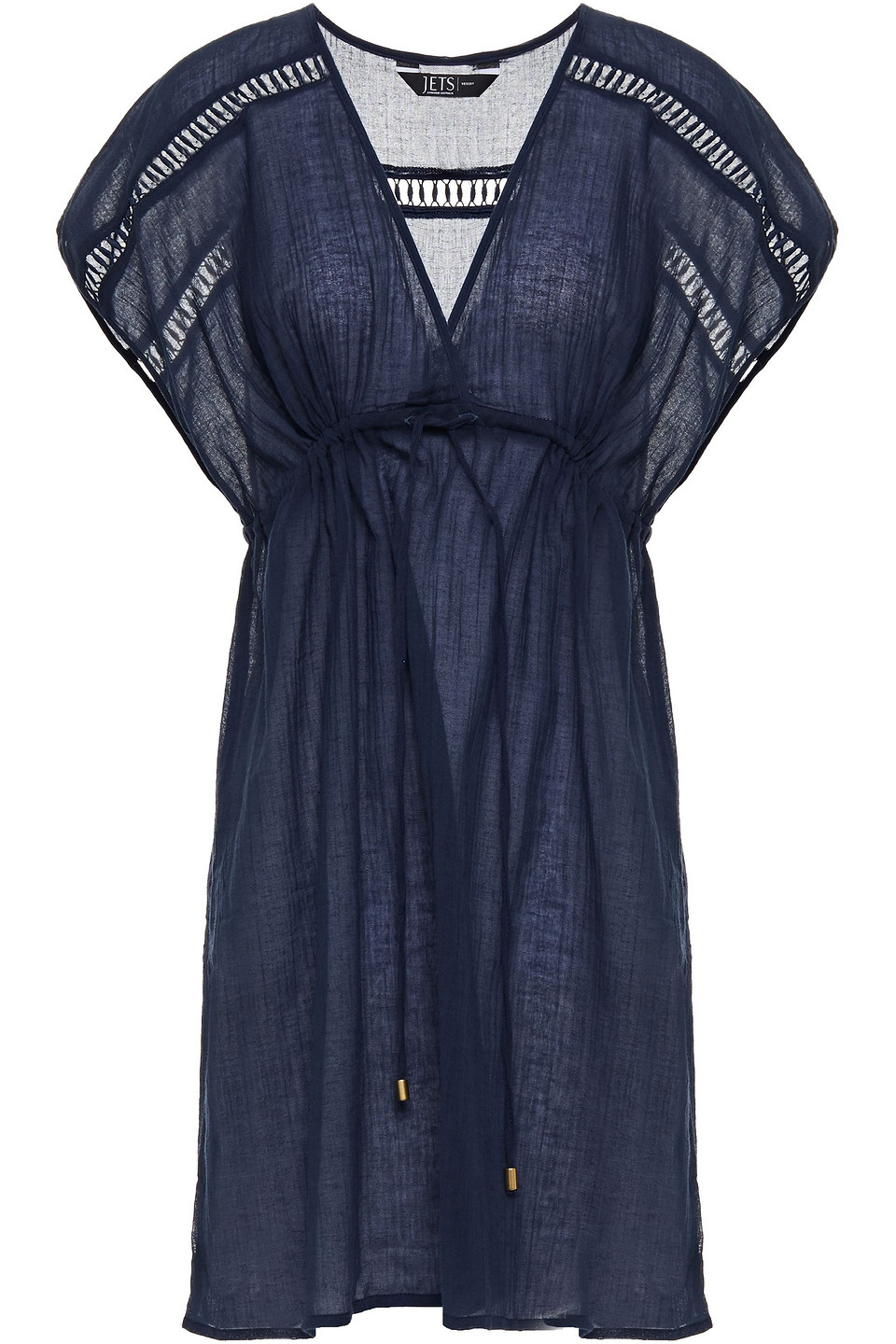 Jets Australia By Jessika Allen Woman Crochet-trimmed Cotton-gauze Coverup Navy Size M