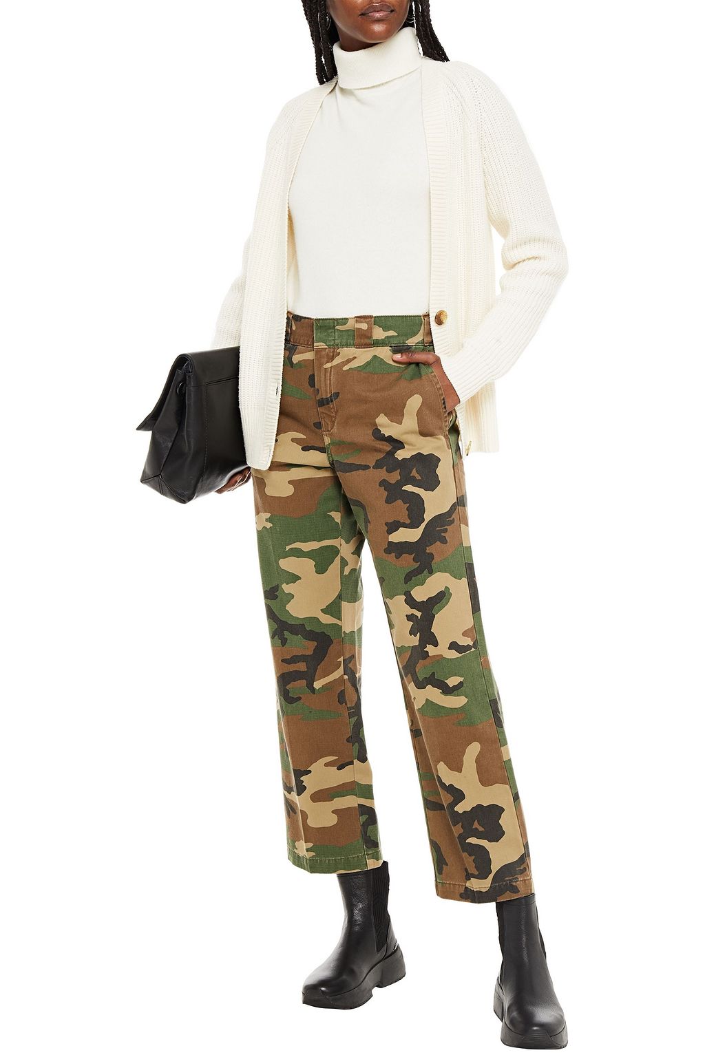 R13 Cropped printed cotton-twill straight-leg pants