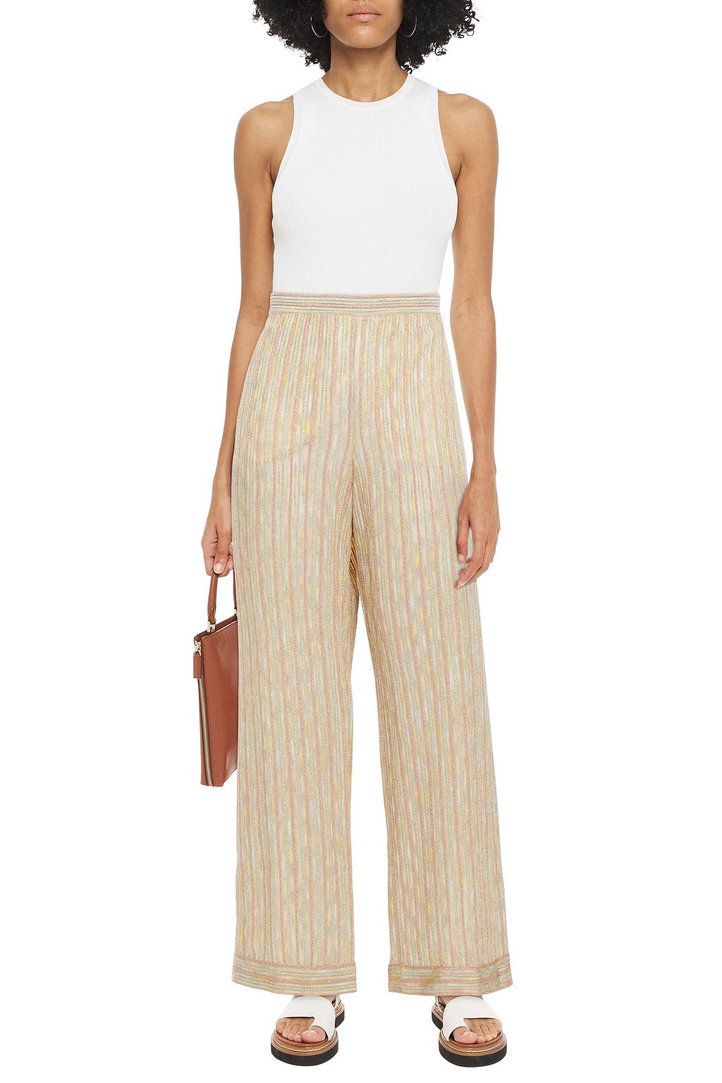 MISSONI Metallic crochet-knit wide-leg pants