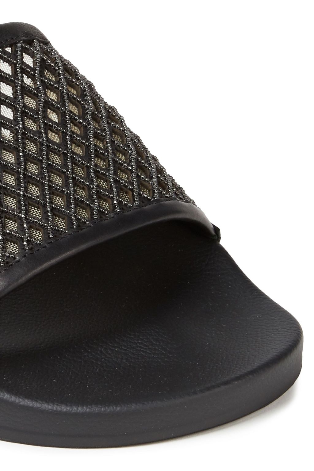BRUNELLO CUCINELLI Bead-embellished laser-cut leather slides