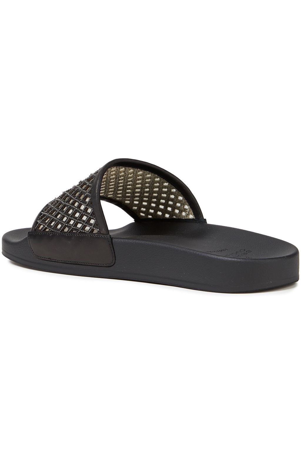 BRUNELLO CUCINELLI Bead-embellished laser-cut leather slides