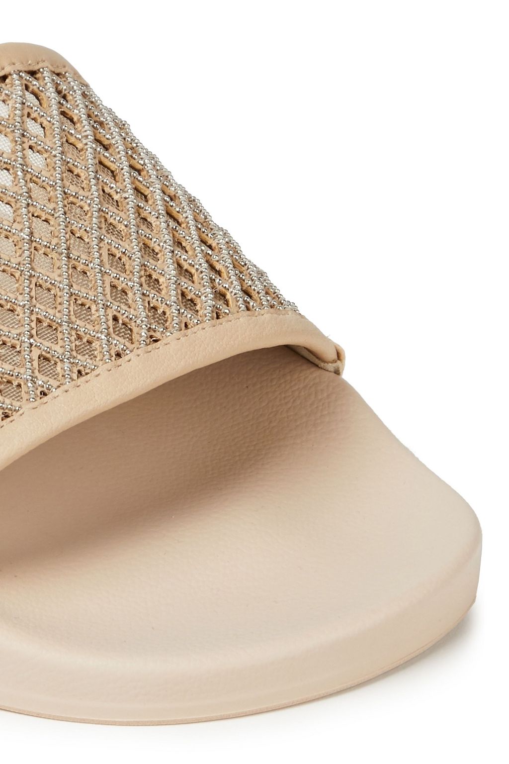 BRUNELLO CUCINELLI Bead-embellished laser-cut leather slides