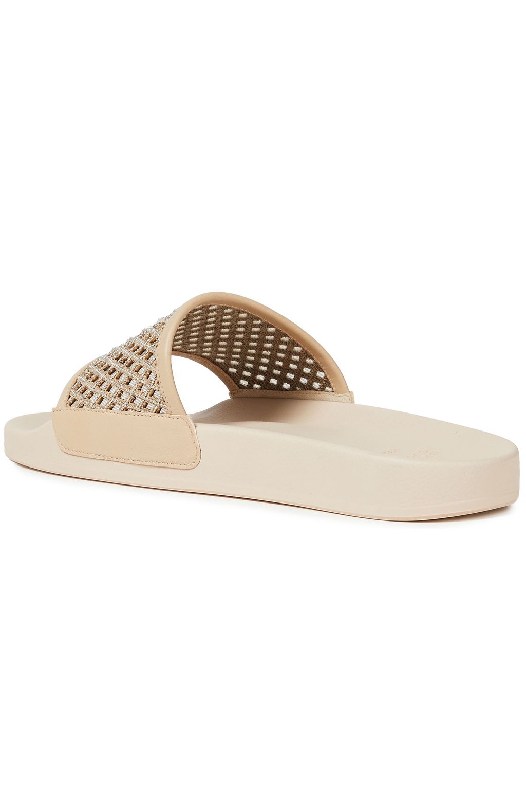 BRUNELLO CUCINELLI Bead-embellished laser-cut leather slides