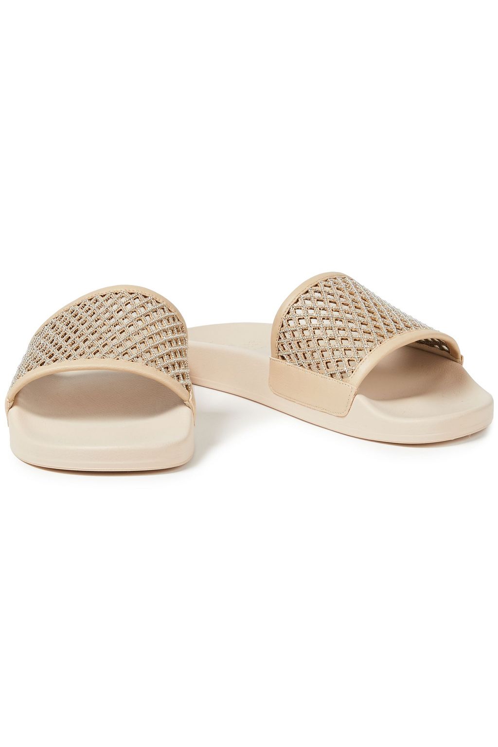 BRUNELLO CUCINELLI Bead-embellished laser-cut leather slides