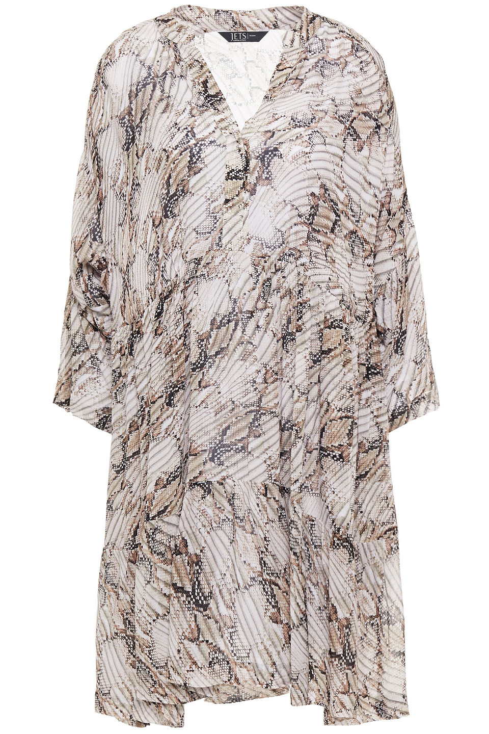 Jets Australia By Jessika Allen Woman Gathered Snake-print Crepe De Chine Coverup Animal Print Size M