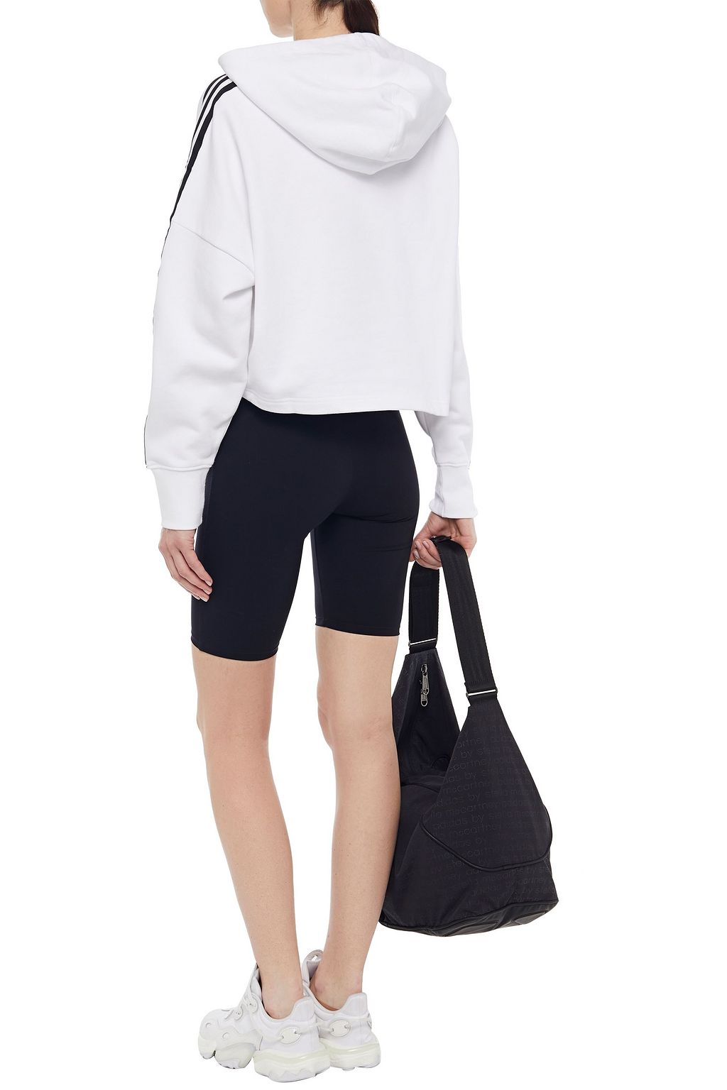 ADIDAS ORIGINALS Cropped embroidered French cotton-terry hoodie