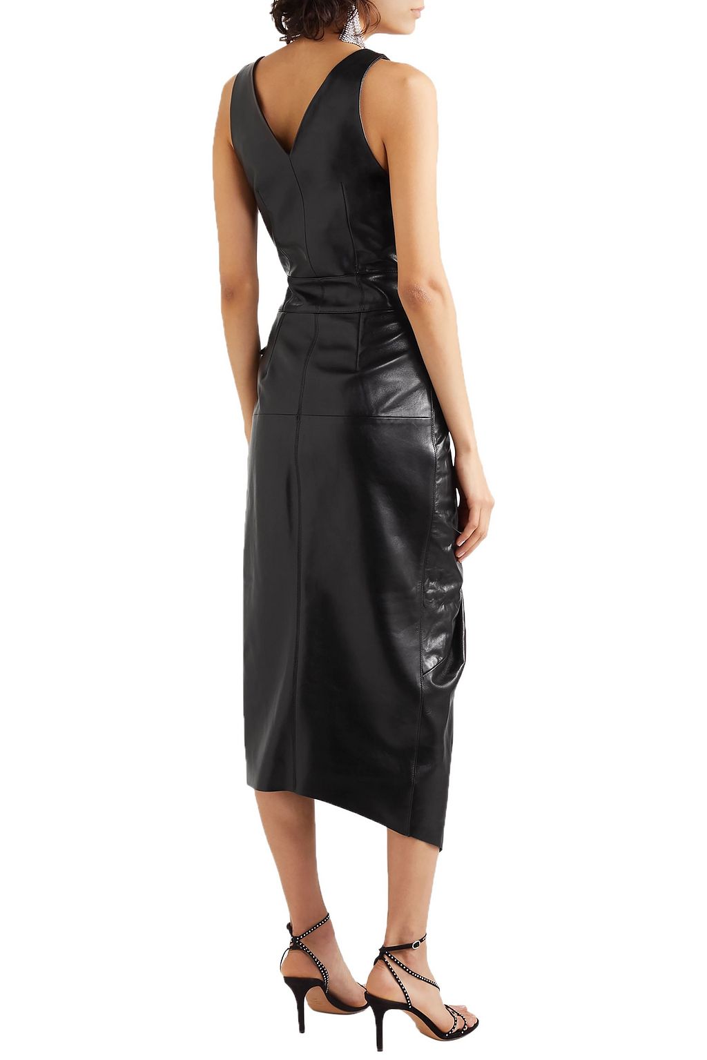 ISABEL MARANT Fanelia asymmetric wrap-effect leather midi dress