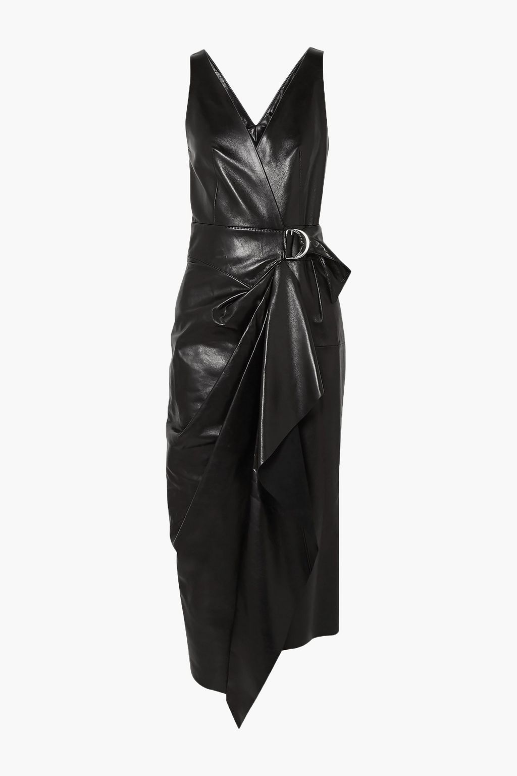 ISABEL MARANT Fanelia asymmetric wrap-effect leather midi dress | THE ...