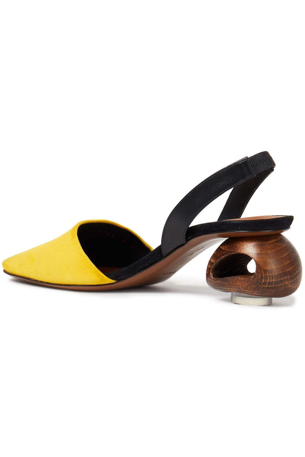 NEOUS Sarco leather-trimmed two-tone suede slingback pumps