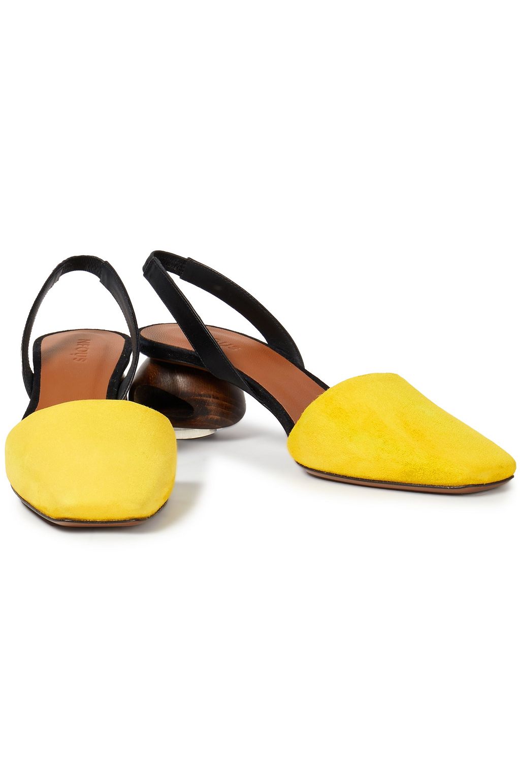 NEOUS Sarco leather-trimmed two-tone suede slingback pumps