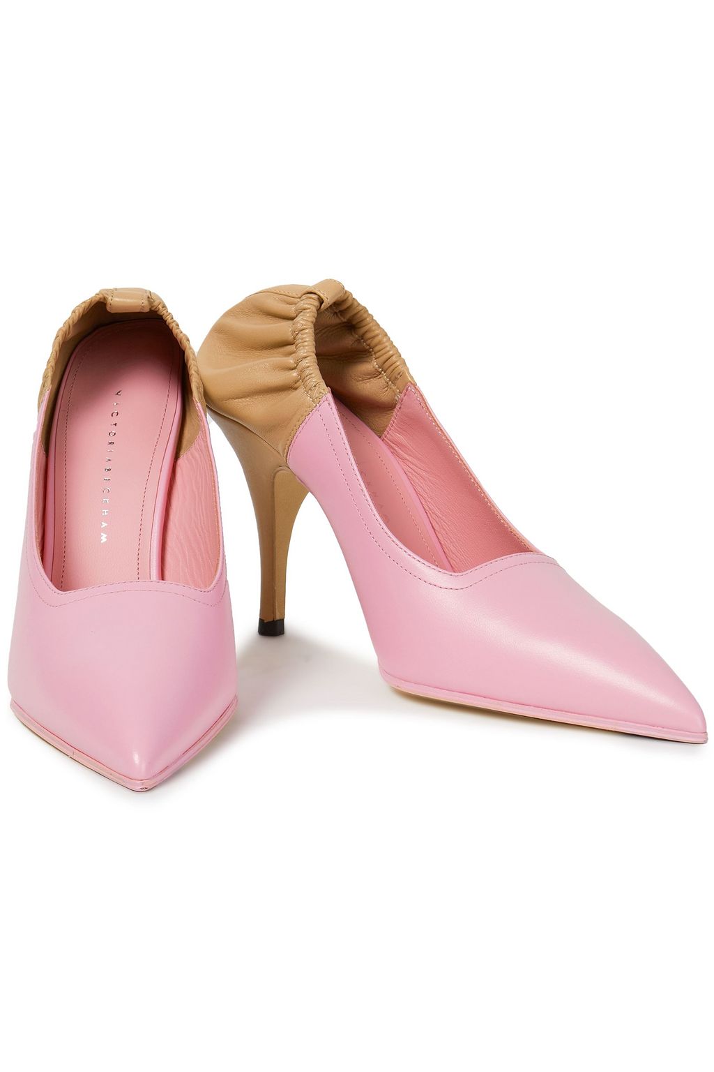 VICTORIA BECKHAM Gathered two-tone leather pumps