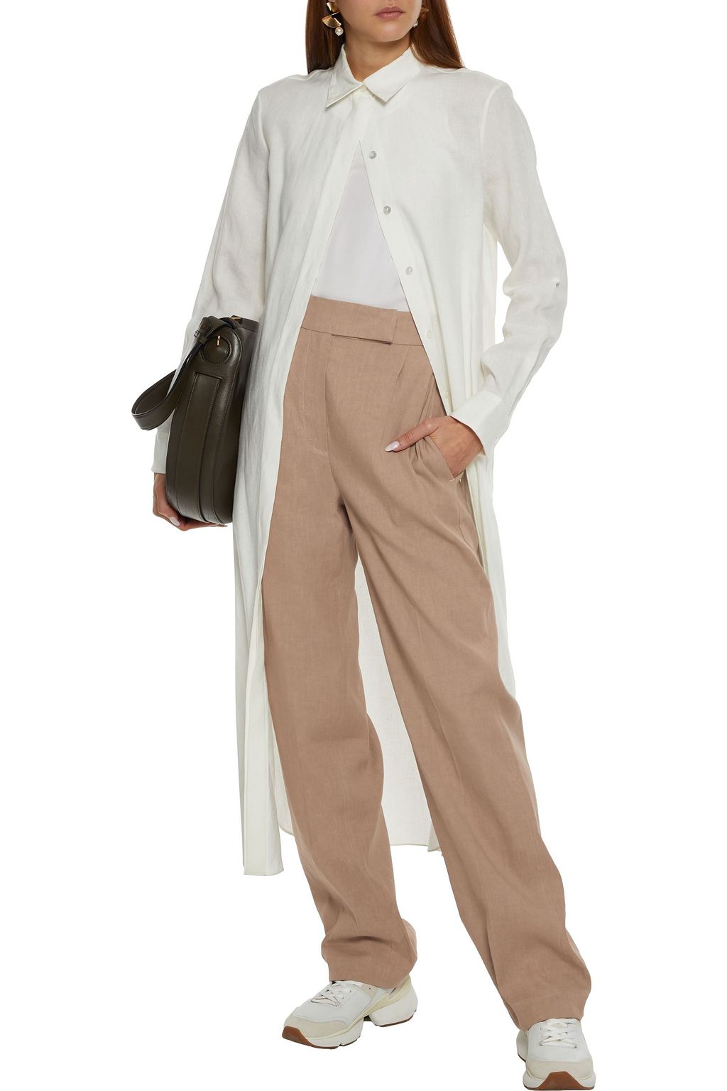 BRUNELLO CUCINELLI Linen-blend twill straight-leg pants