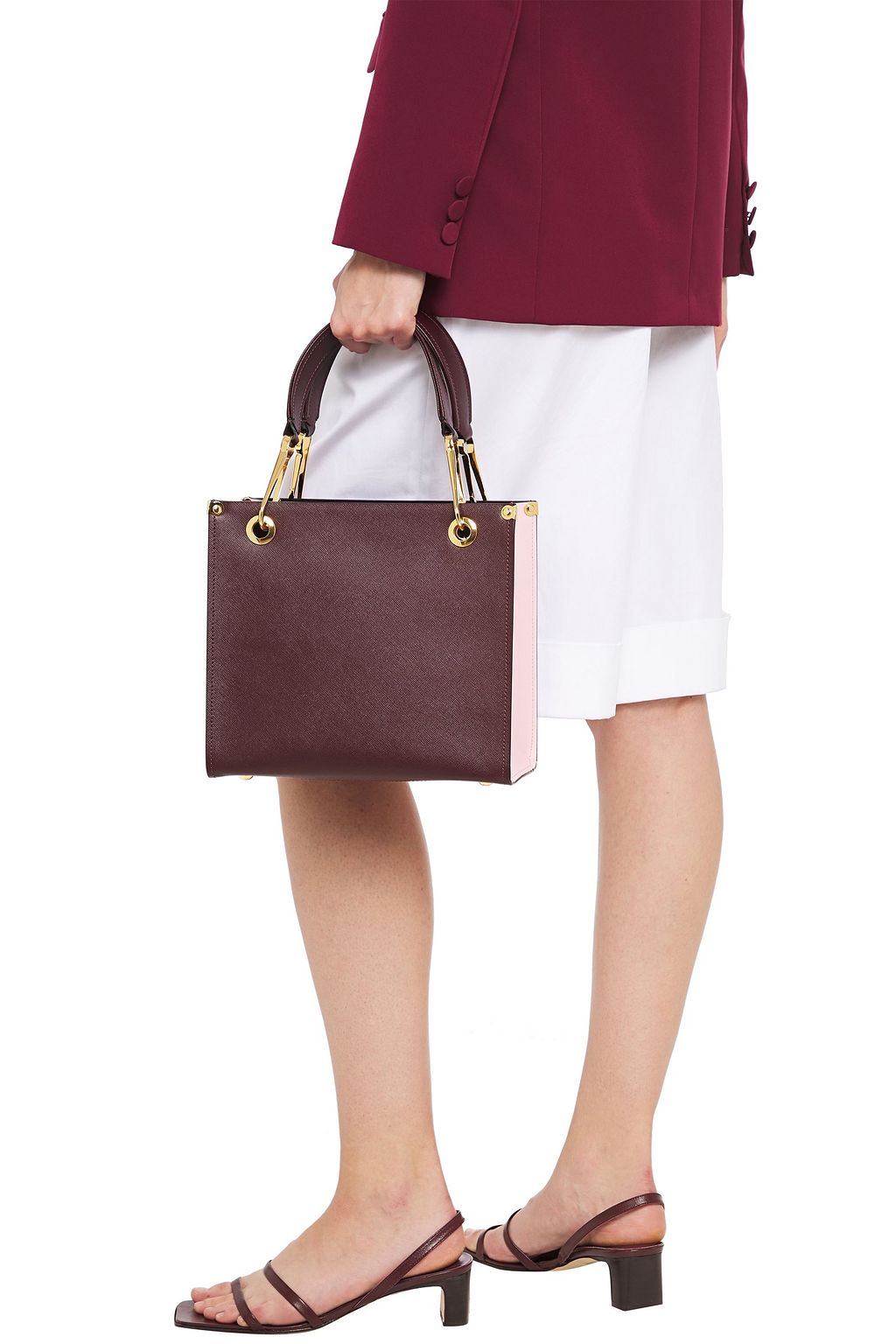 MARNI Two-tone textured-leather tote
