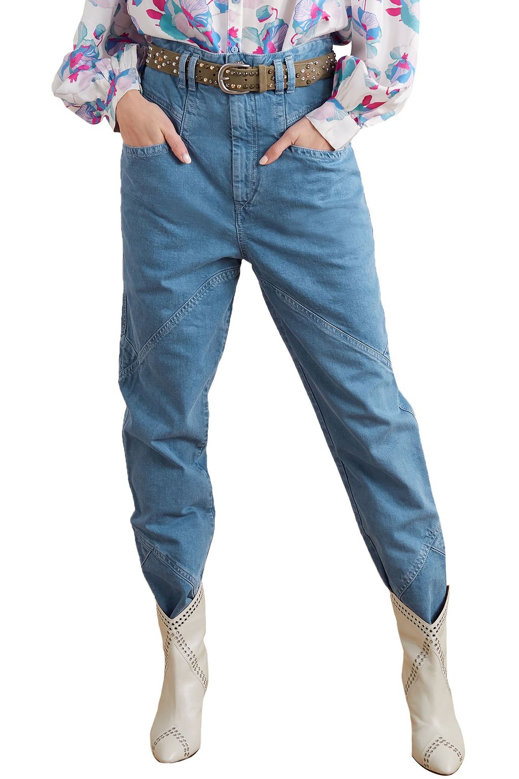 ISABEL MARANT Eloisa paneled acid-wash boyfriend jeans