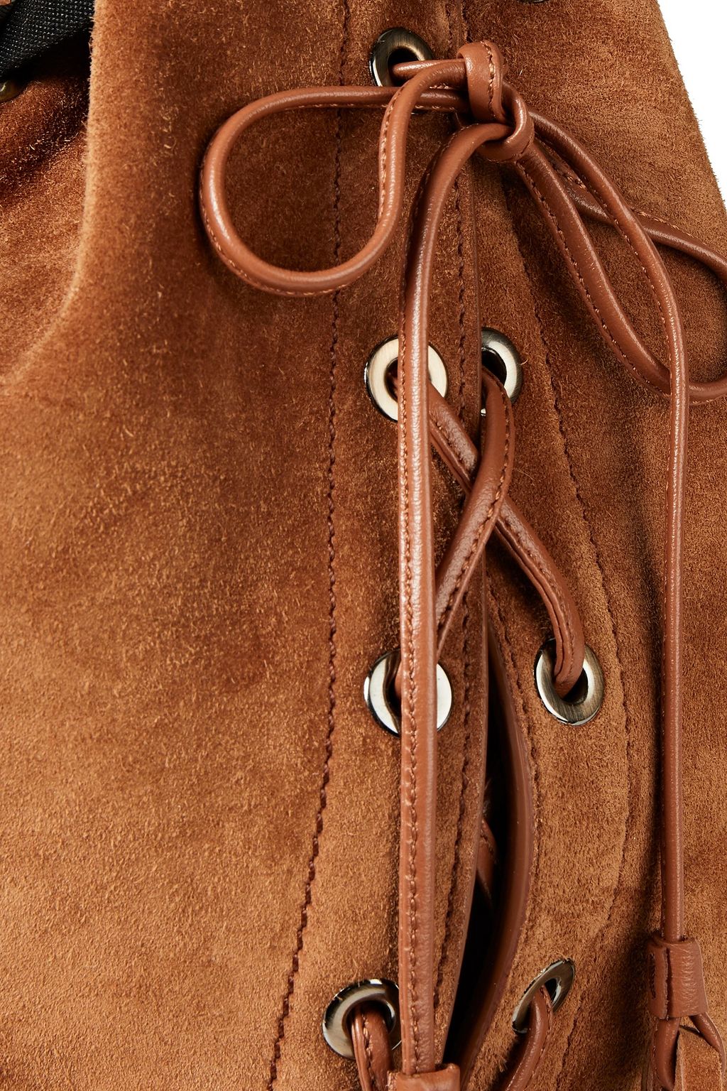 ROGER VIVIER Lace-up tasseled suede bucket bag