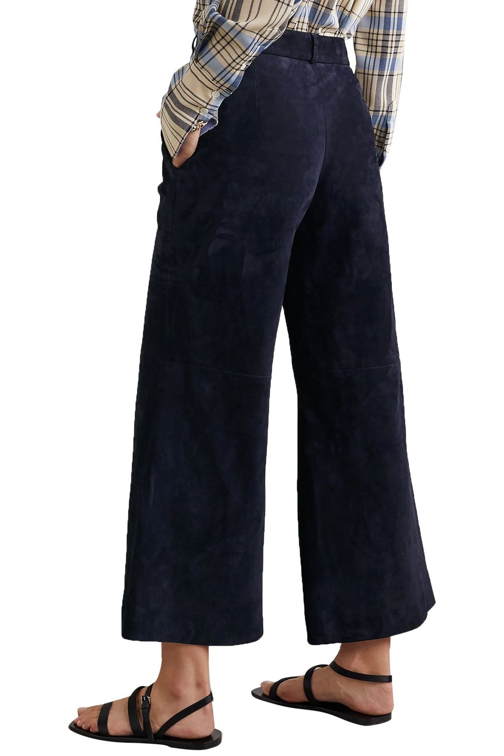 KHAITE Bruce cropped suede wide-leg pants