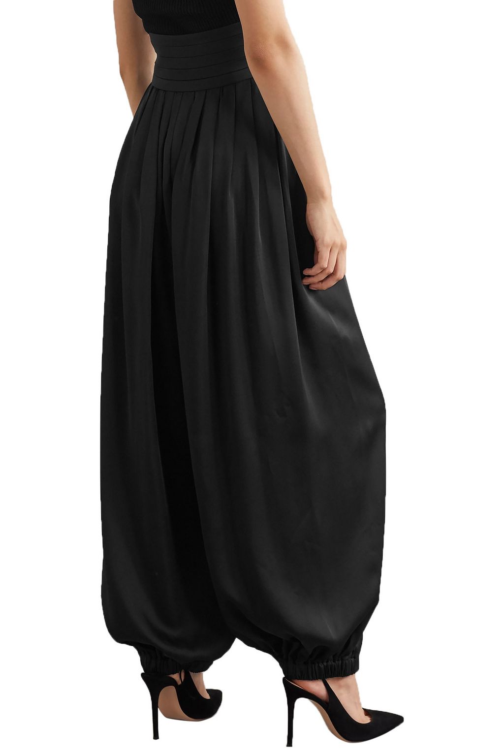 KHAITE Rosie pleated satin-crepe wide-leg pants