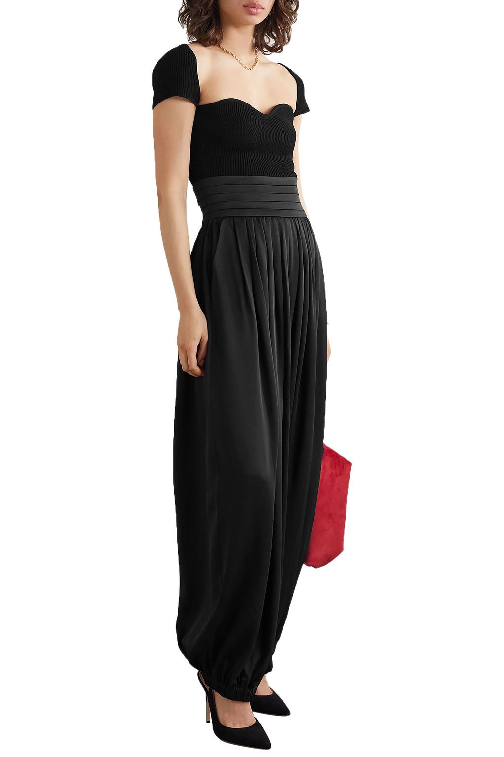 KHAITE Rosie pleated satin-crepe wide-leg pants