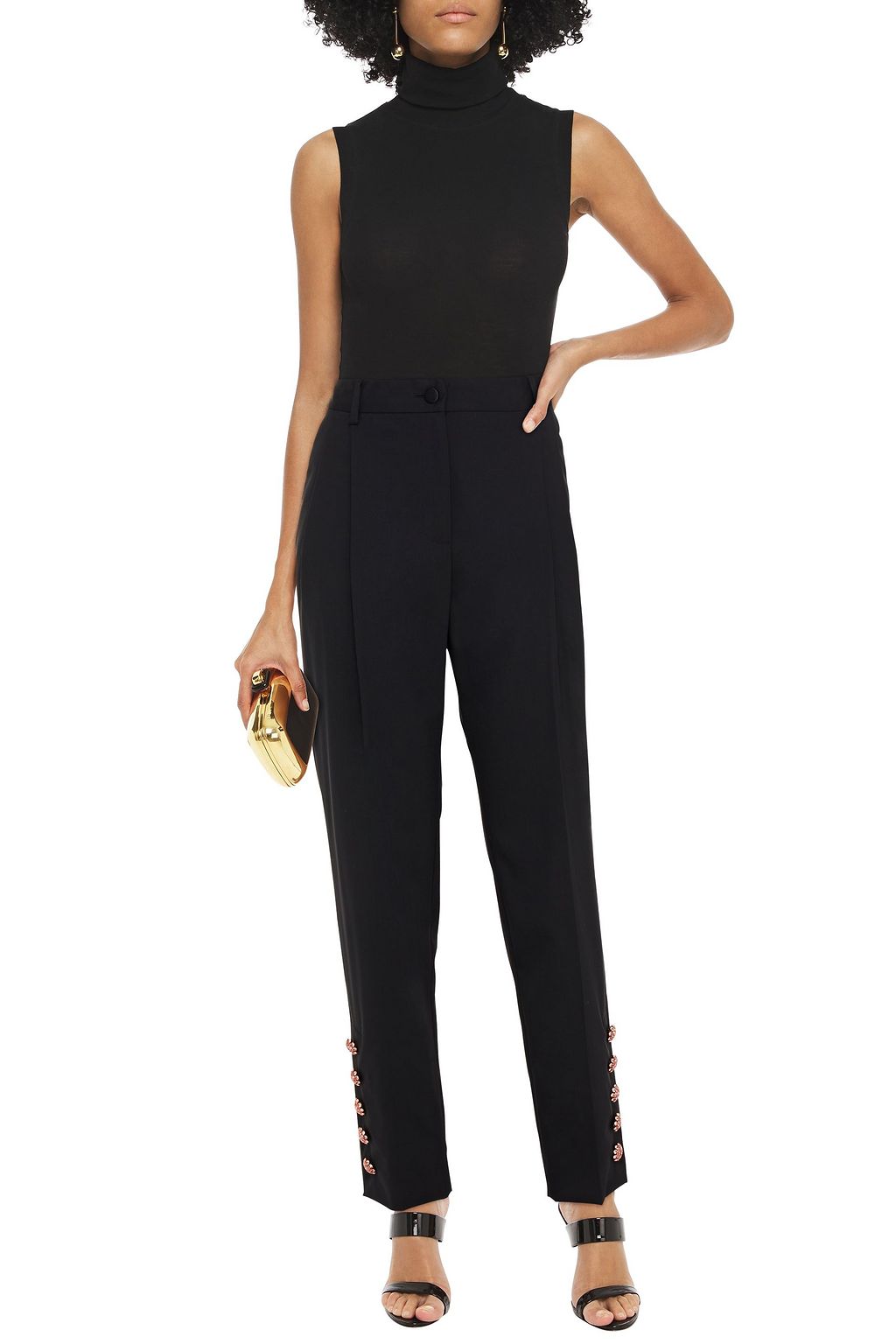 DOLCE&GABBANA Crystal-embellished wool-blend crepe tapered pants