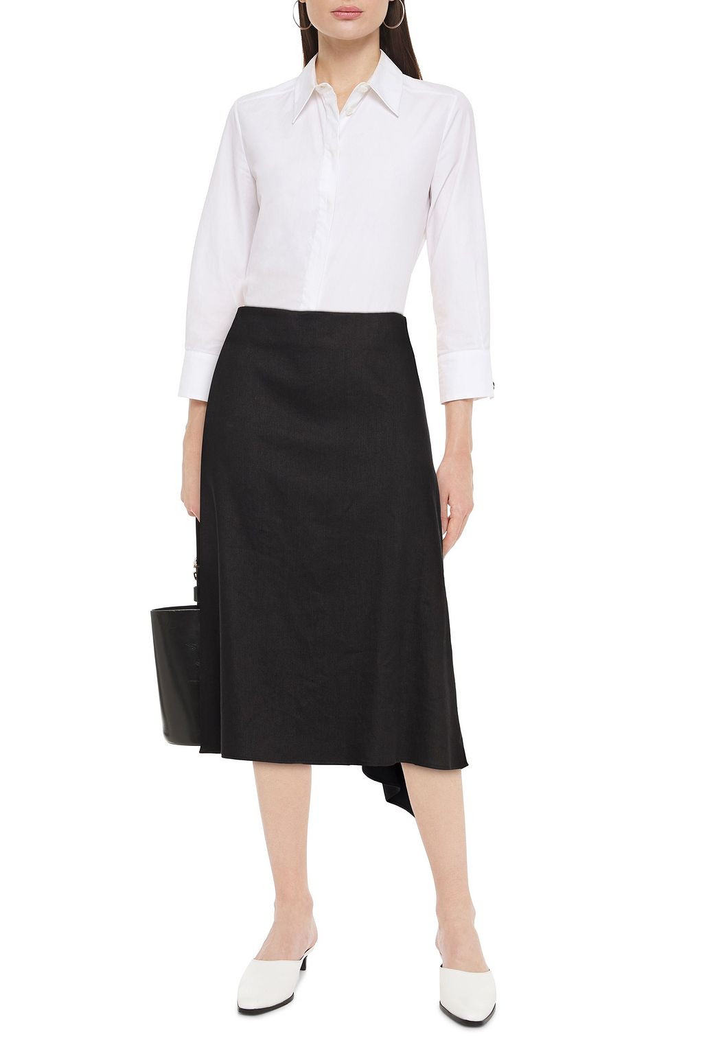 JOSEPH Linen-blend twill skirt