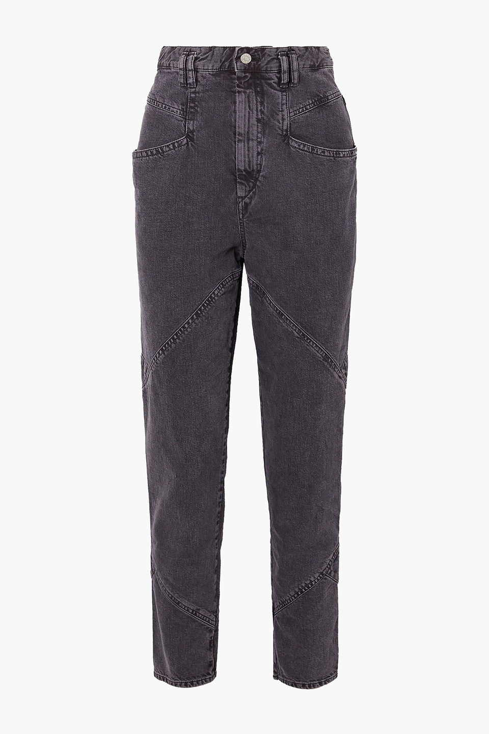 Eloisa paneled acid-wash boyfriend jeans