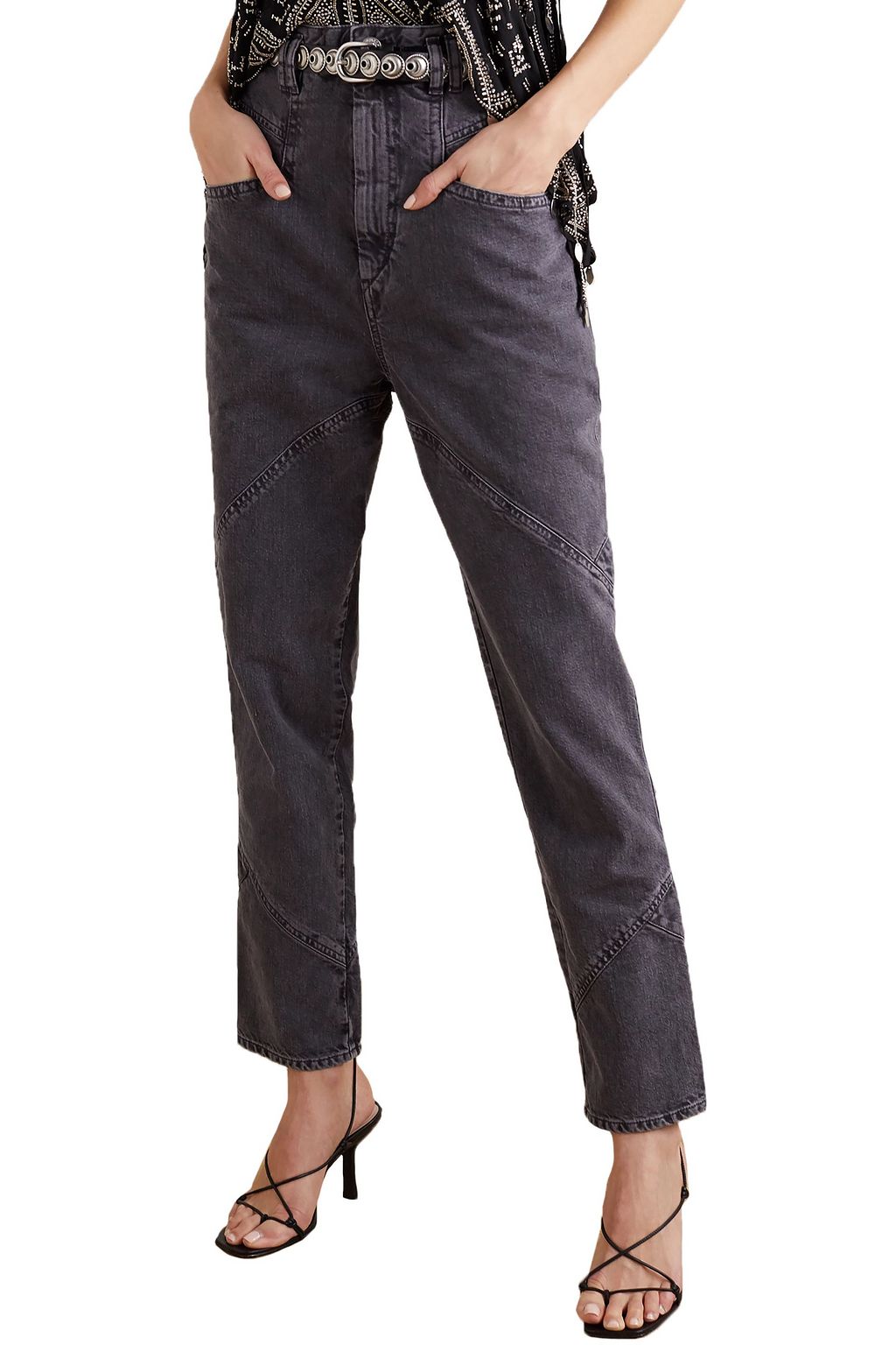 ISABEL MARANT Eloisa paneled acid-wash boyfriend jeans