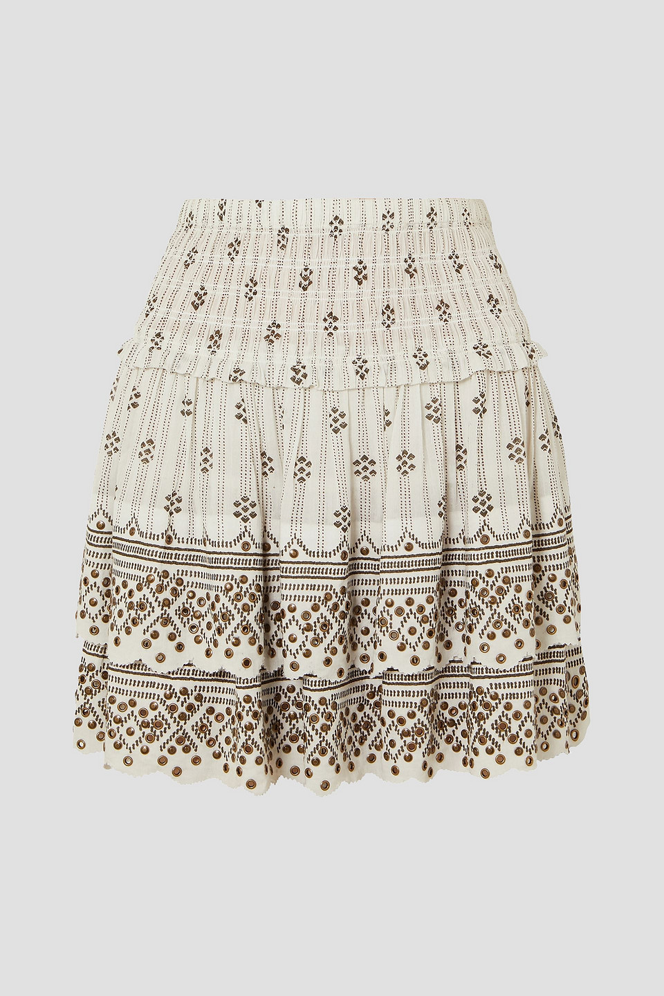 Isabel Marant - Andora tiered embellished printed cotton-gauze mini skirt - White
