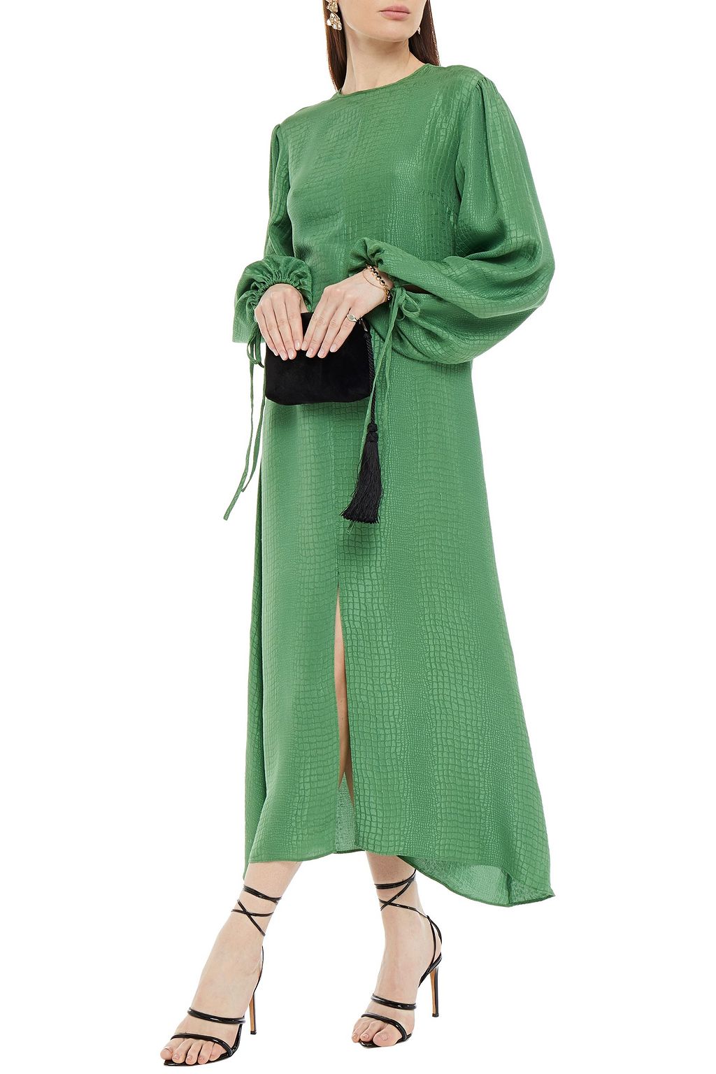 OLIVIA VON HALLE Silk-jacquard kaftan
