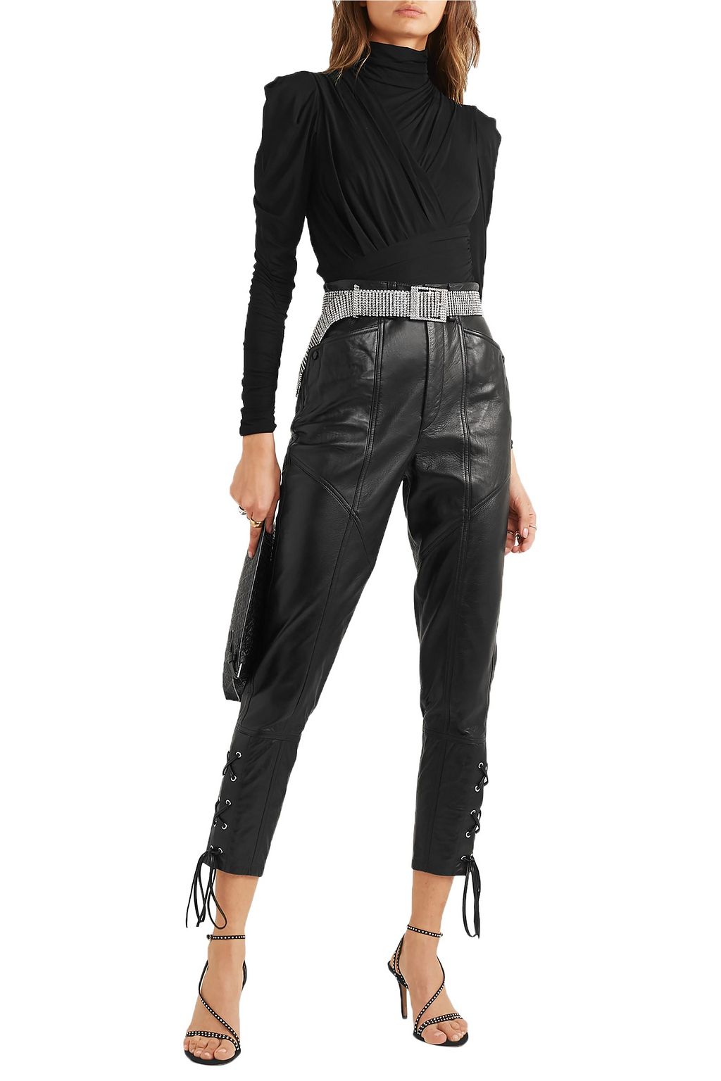 ISABEL MARANT Cadix lace-up leather tapered pants