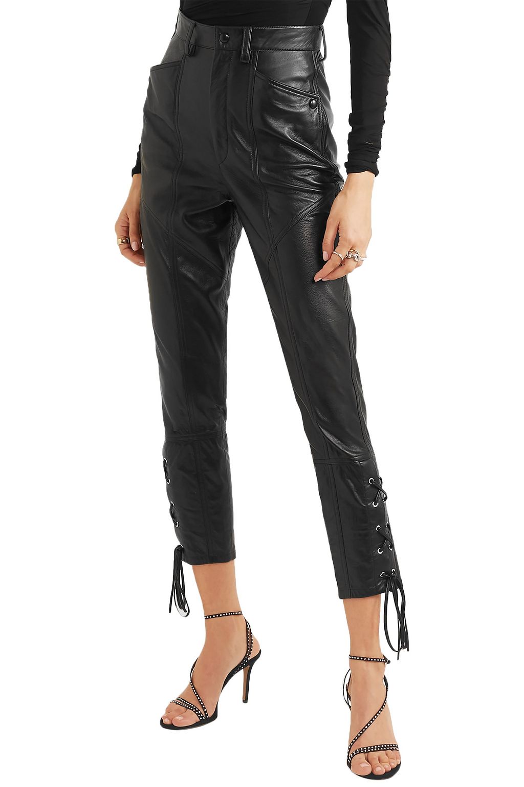ISABEL MARANT Cadix lace-up leather tapered pants