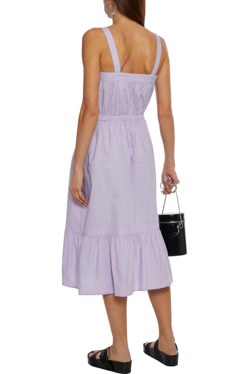 CHINTI & PARKER Gathered cotton-poplin midi dress
