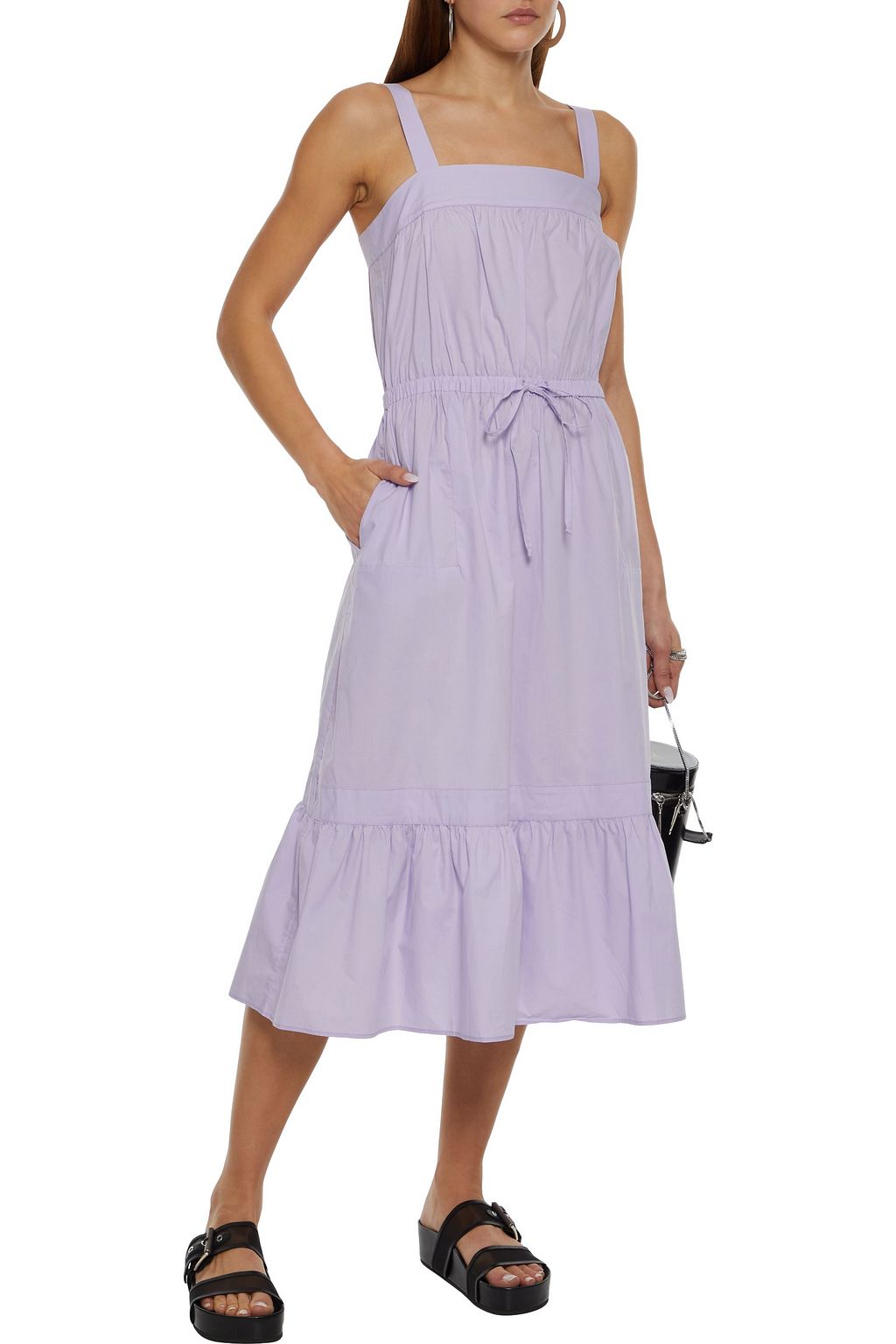 CHINTI & PARKER Gathered cotton-poplin midi dress