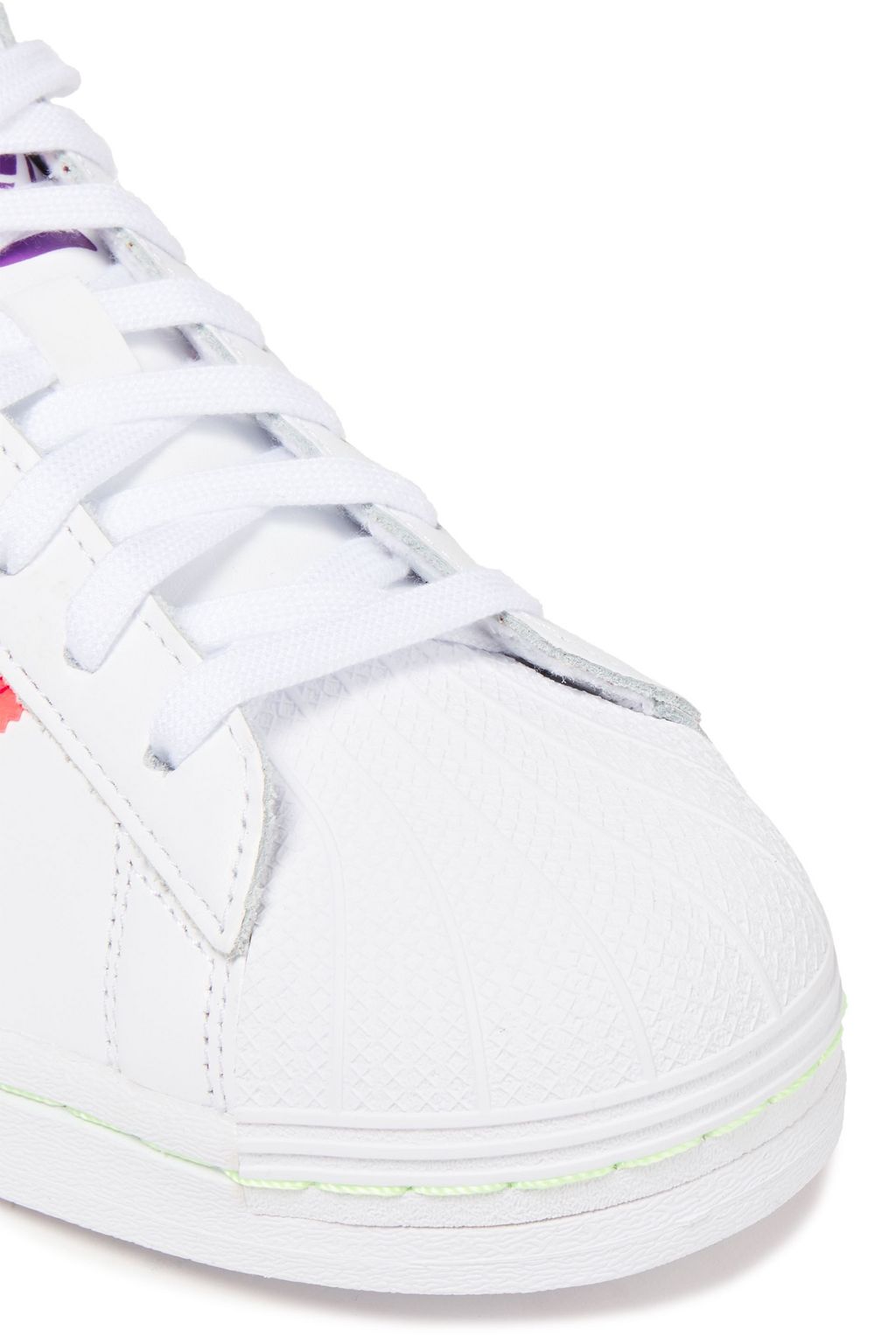 ADIDAS ORIGINALS Patent-trimmed perforated leather sneakers