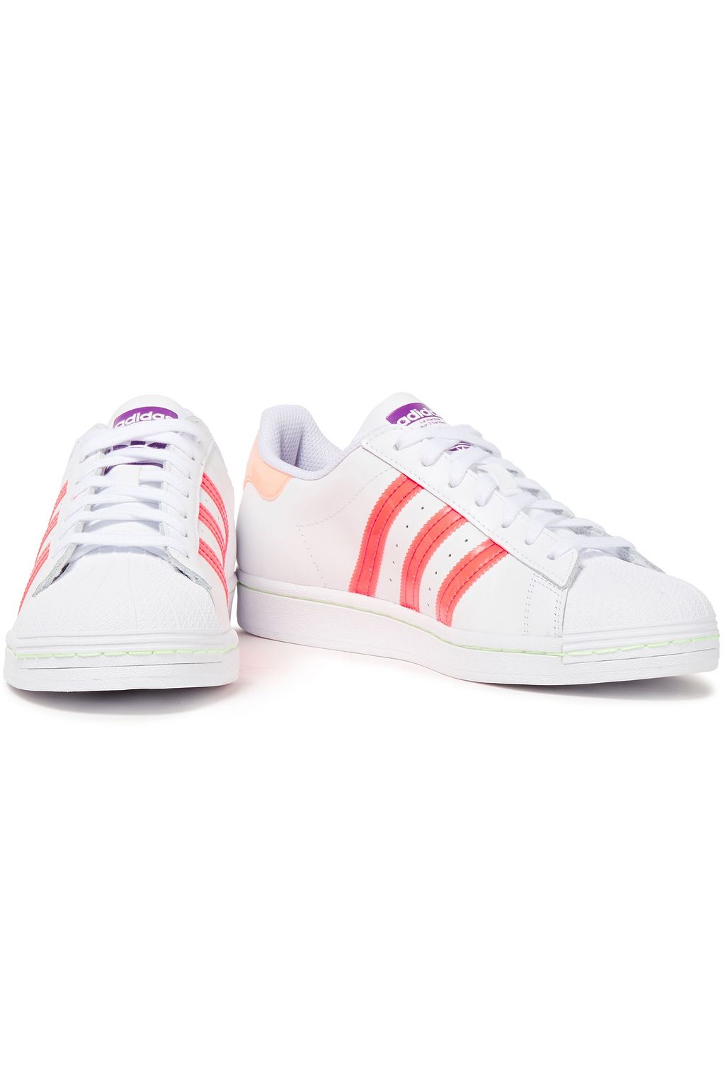 ADIDAS ORIGINALS Patent-trimmed perforated leather sneakers