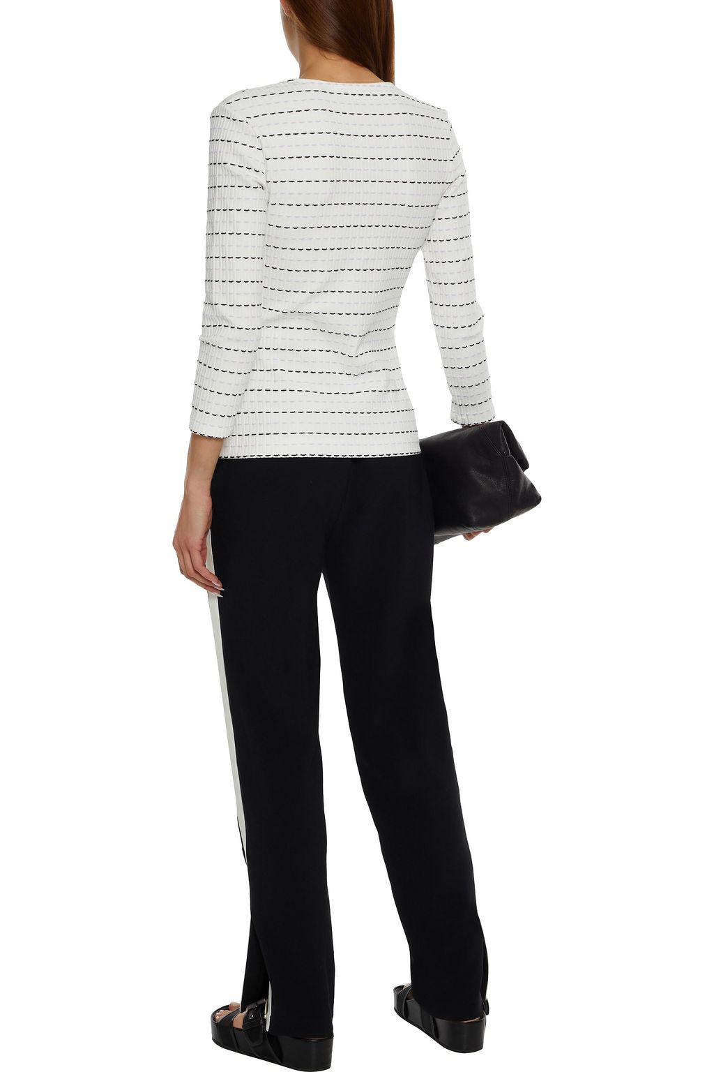 CHINTI & PARKER Ruched ribbed cotton-blend jacquard top
