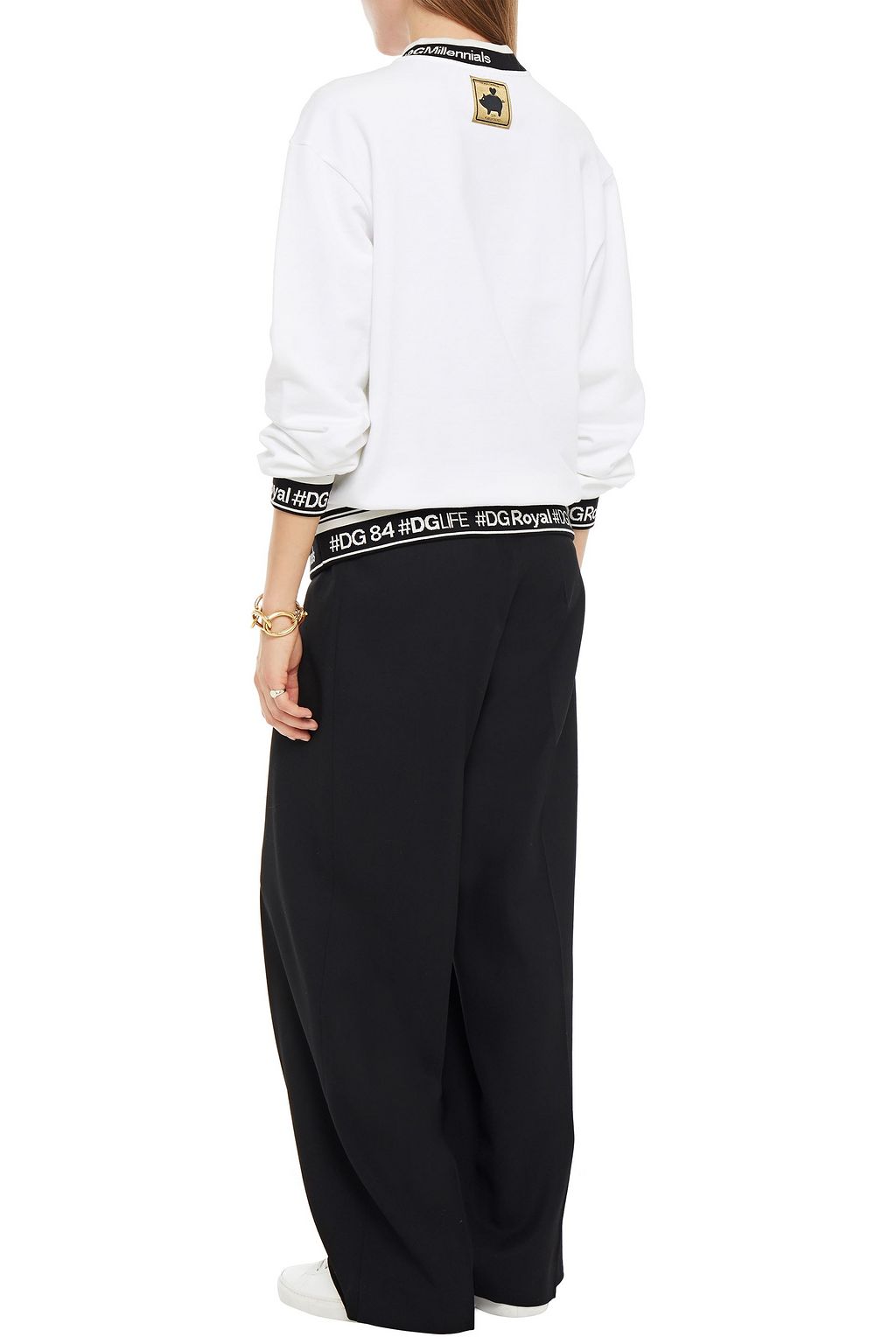 DOLCE&GABBANA Appliquéd printed French cotton-terry sweatshirt