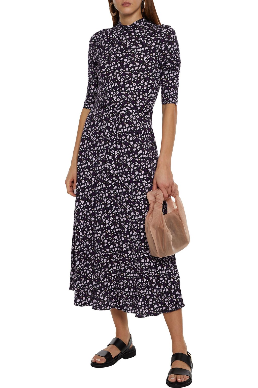 CHINTI & PARKER Belted floral-print bamboo-jersey midi dress