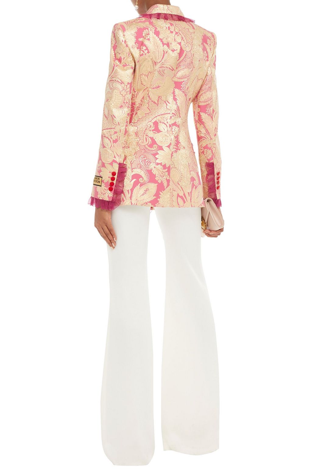 DOLCE&GABBANA Double-breasted organza-trimmed metallic brocade blazer