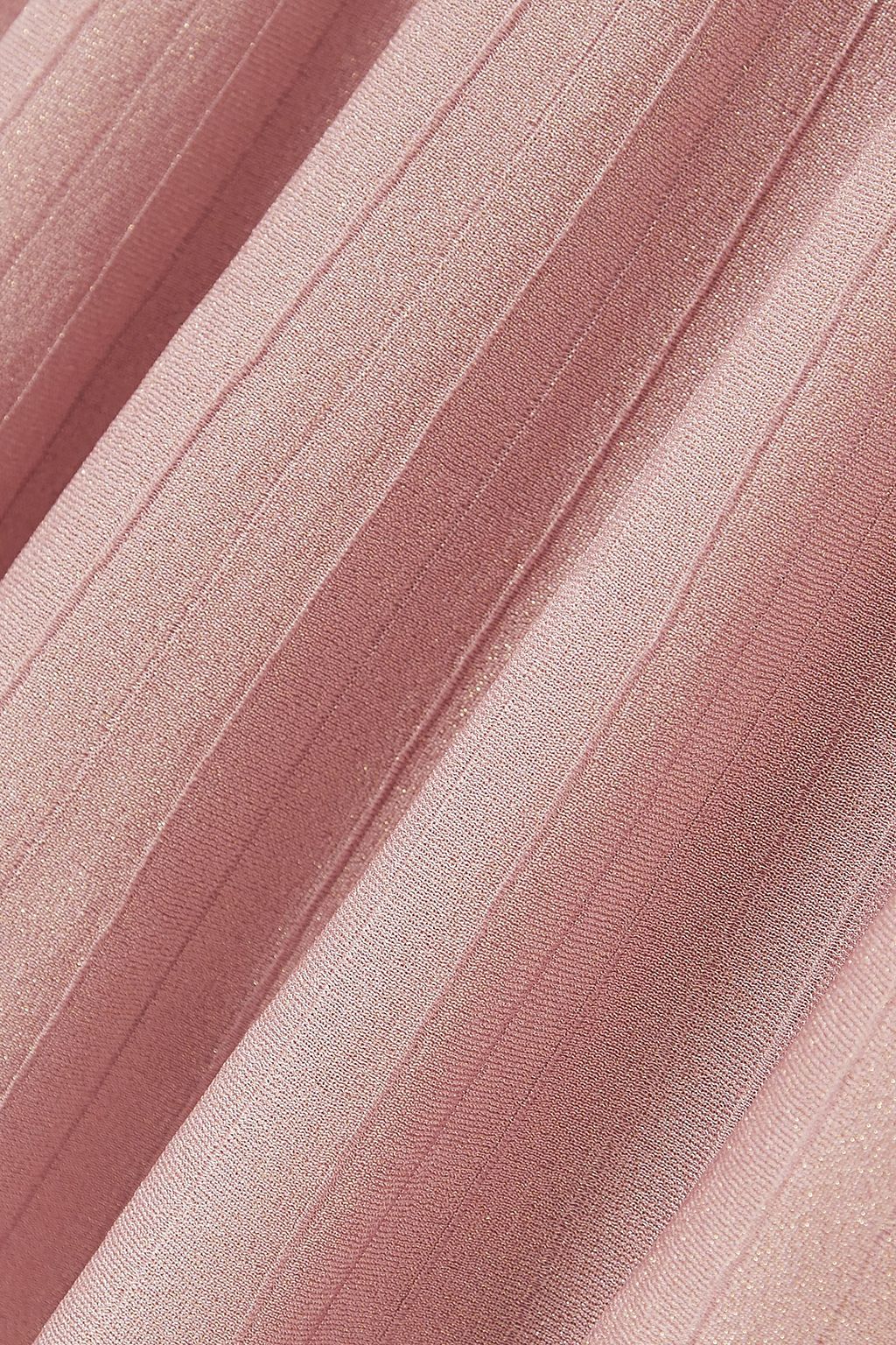 CASASOLA Pleated metallic ribbed-knit midi skirt