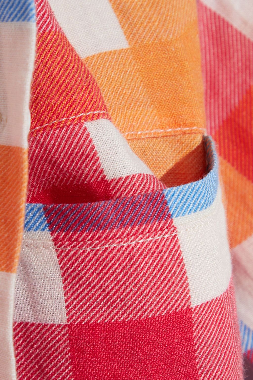 SOLID & STRIPED Belted checked linen playsuit