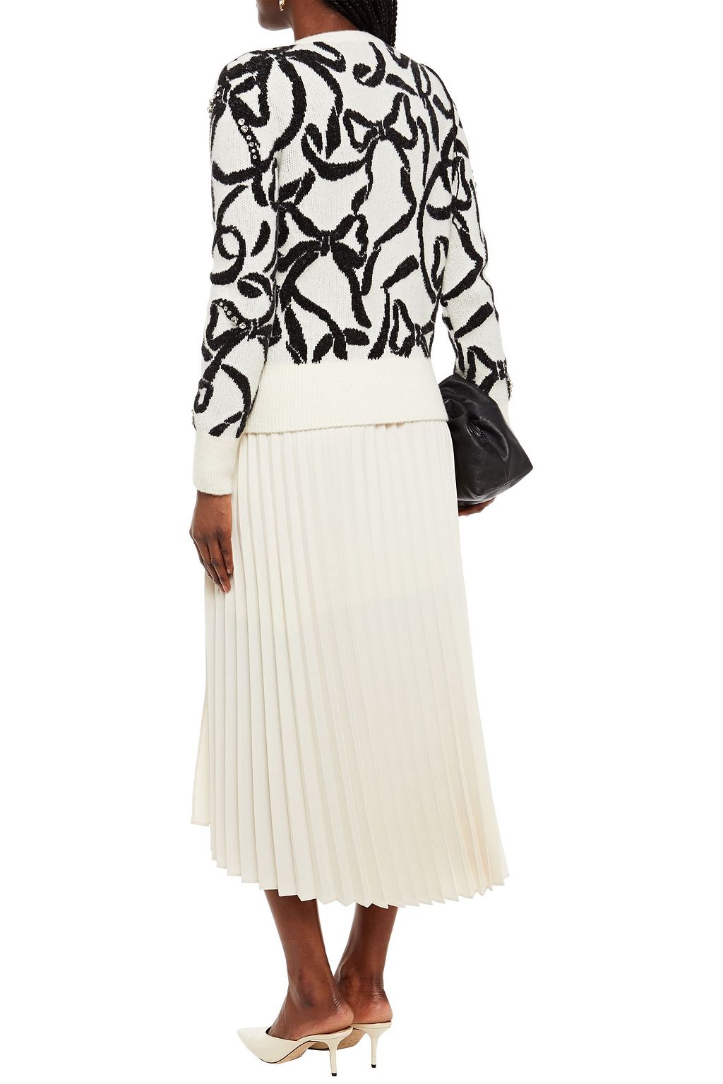 TORY BURCH Crystal-embellished jacquard-knit cardigan